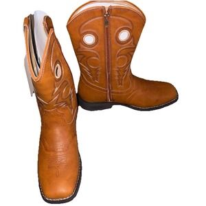 Rollda Youth Boys Cowboy Boots Size 6 Brown Vegan Leather NZX13KCPGB6B